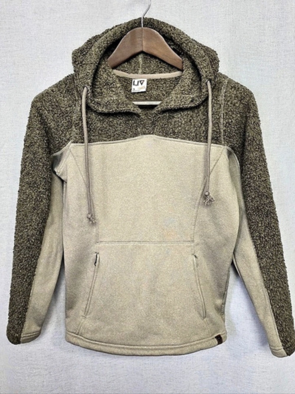 LIV Outdoor Life Integrity Earth Two Tone Sherpa Fleece Hoodie Jacket Small